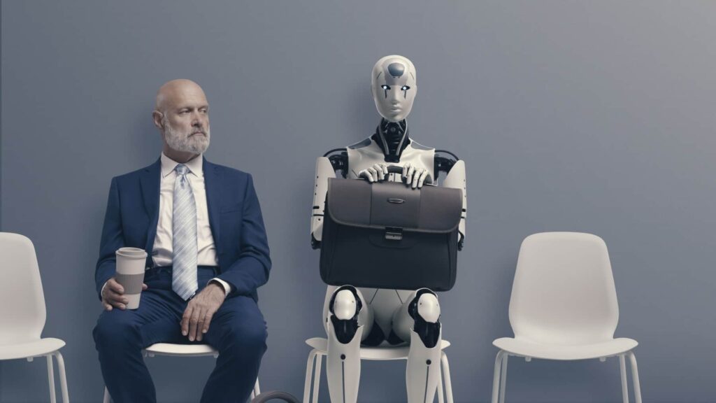 Trabalhador x robô em diferentes profissões